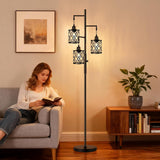 Dimmable Farmhouse Floor Lamp, Industrial Floor Lamp with 3 X 6W LED Bulbs, 3 Light Rustic Standing Tall Lamp, 68"