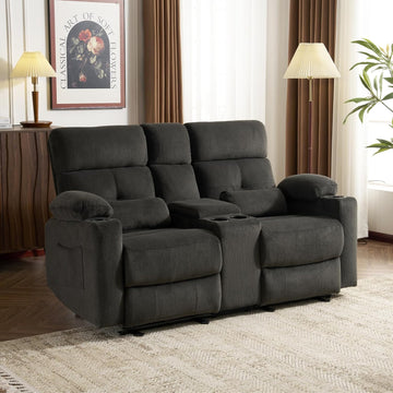 Home Theater Seating Loveseat Recliner Sofa, Power Reclining Couch with Massage & Heat, USB Charging Port