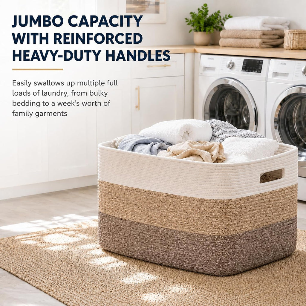 Blanket Basket Laundry Basket Dog Toy Basket 75L Gradient Brown