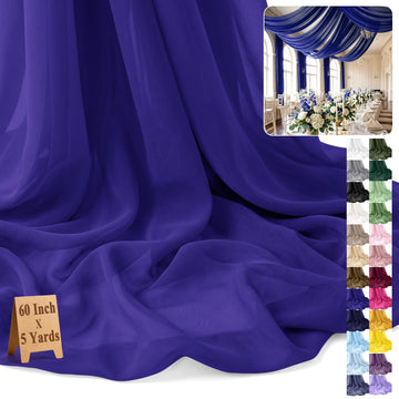 Chiffon Fabric by The Yard 60" x 5 Yards, Soft Sheer Draping (Royal Blue)