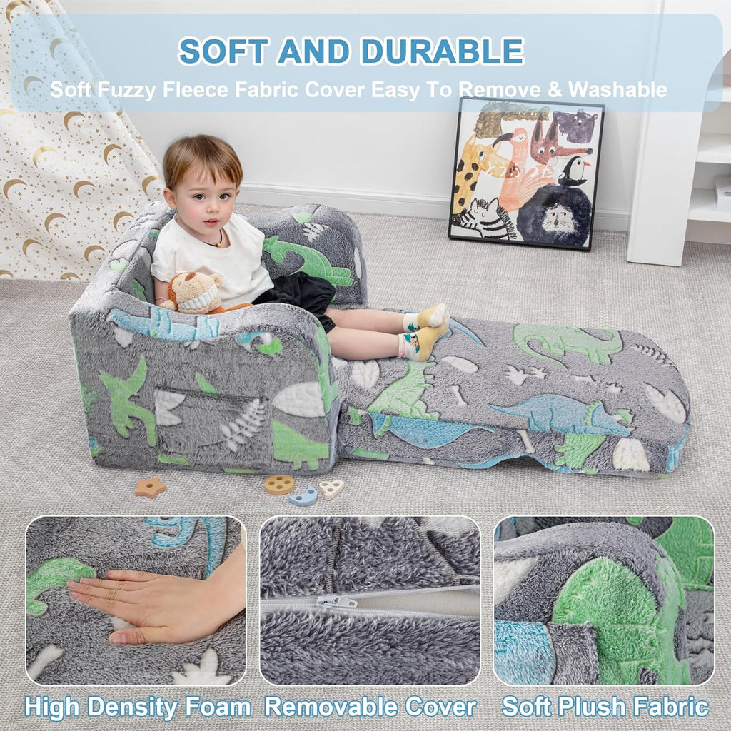 Comfy Kids Sofa Chair, in-1 Fold Out Couch with Blanket