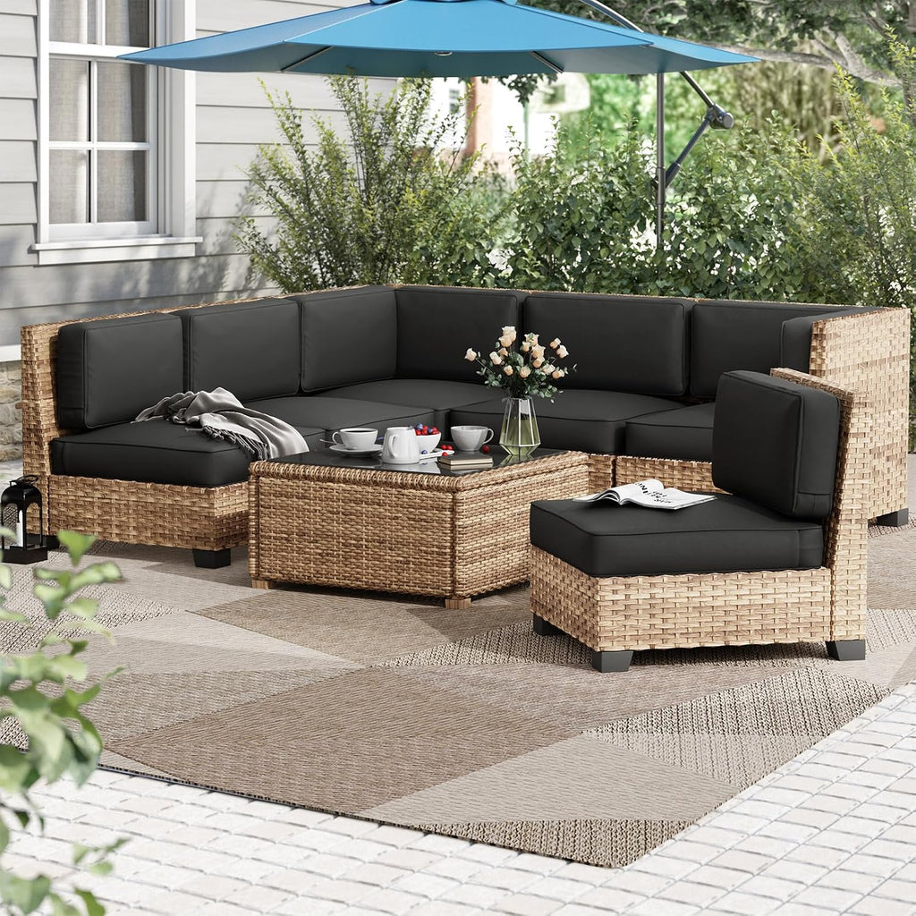 Replacement Cushions Furniture, 14-Piece Outdoor Cushions (Grey) | Deep Seat, Outdoor Replacement Cushions for 6-Seat