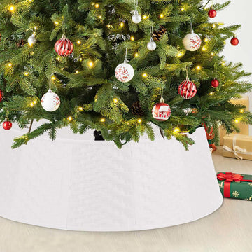 White Tree Collar Christmas Tree Collar - 28 inch Tree Base Cover Plastic Tree Ring Xmas Ornament for Christmas New