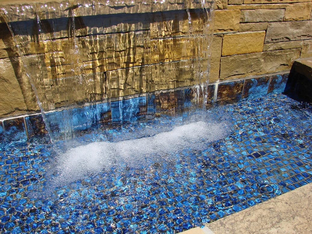 2x2 Calacatta Blue Porcelain Square Pattern Mosaic Pool Tile, Mesh-Mounted for Swimming Pool, Kitchen Backsplash