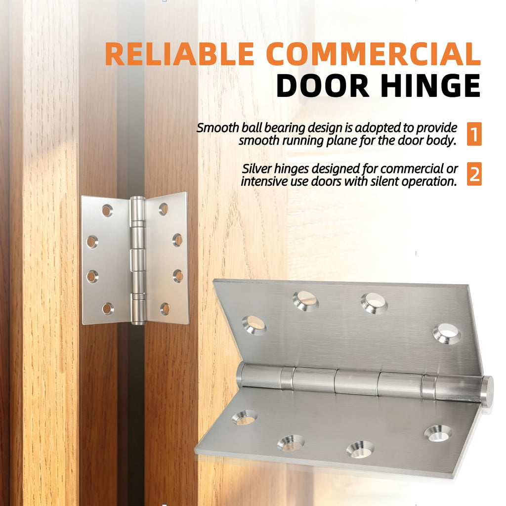 6-Pack 4.5 inch X 4.5 inch Heavy Duty Commercial Door Hinge Thickened