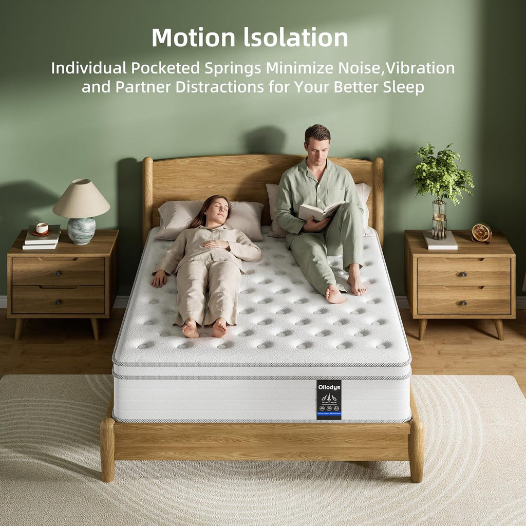 Full Mattress 12 Inch, Hybrid Spring Mattress, Medium Firm | Cool Sleep & Pressure Relief, Fiberglass-Free