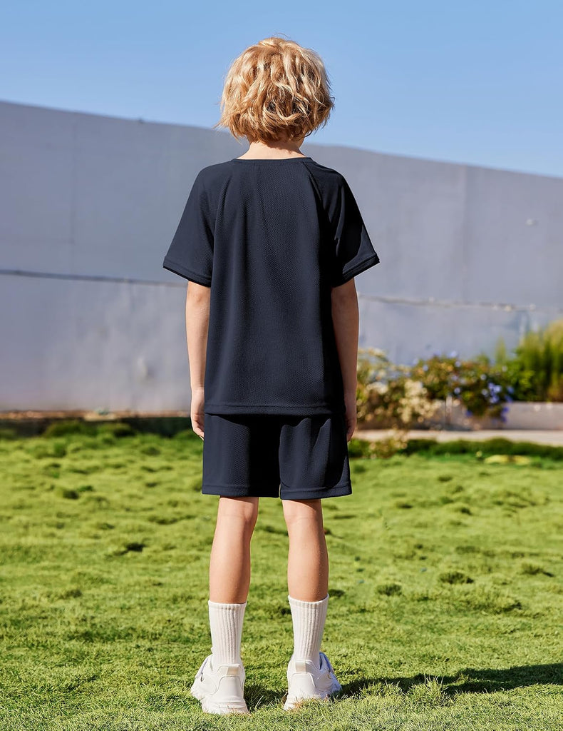 Boys Loose Athletic Set Crew Neck T-Shirt & Mesh Short