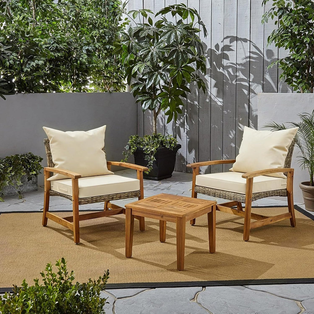 Outdoor Chair Cushions 24x24 Inch, Waterproof Fade Resistant, White | Edge Binding & Hidden Zipper Design, with