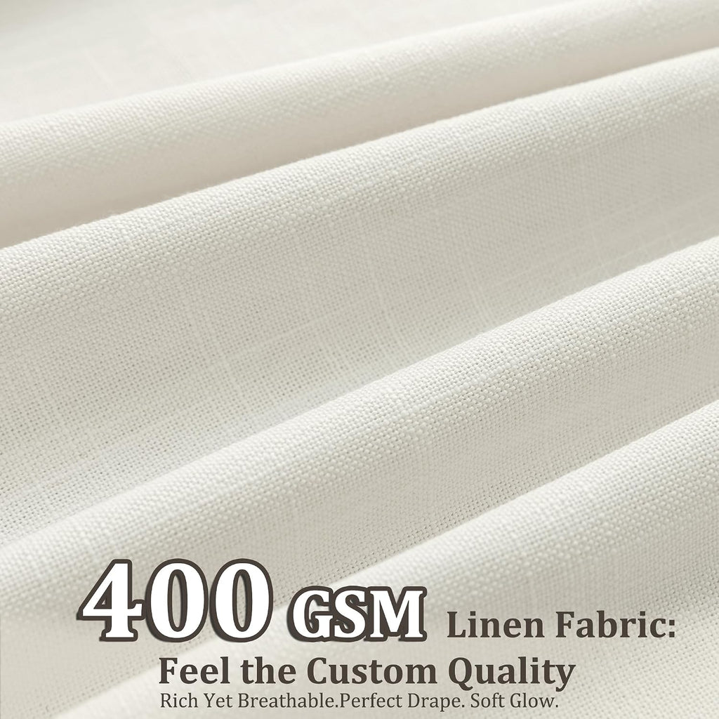 Pinch Pleated Linen Curtains 90 Inch, 2 Panels Premium 400GSM Memory Trained Semi Sheer Light Filtering Window Drapes