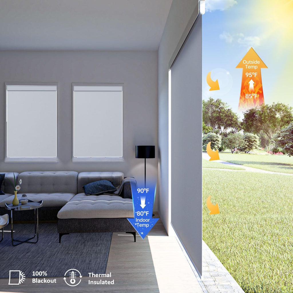Motorized Blinds with Remote, Blackout Blinds with Solar Panel