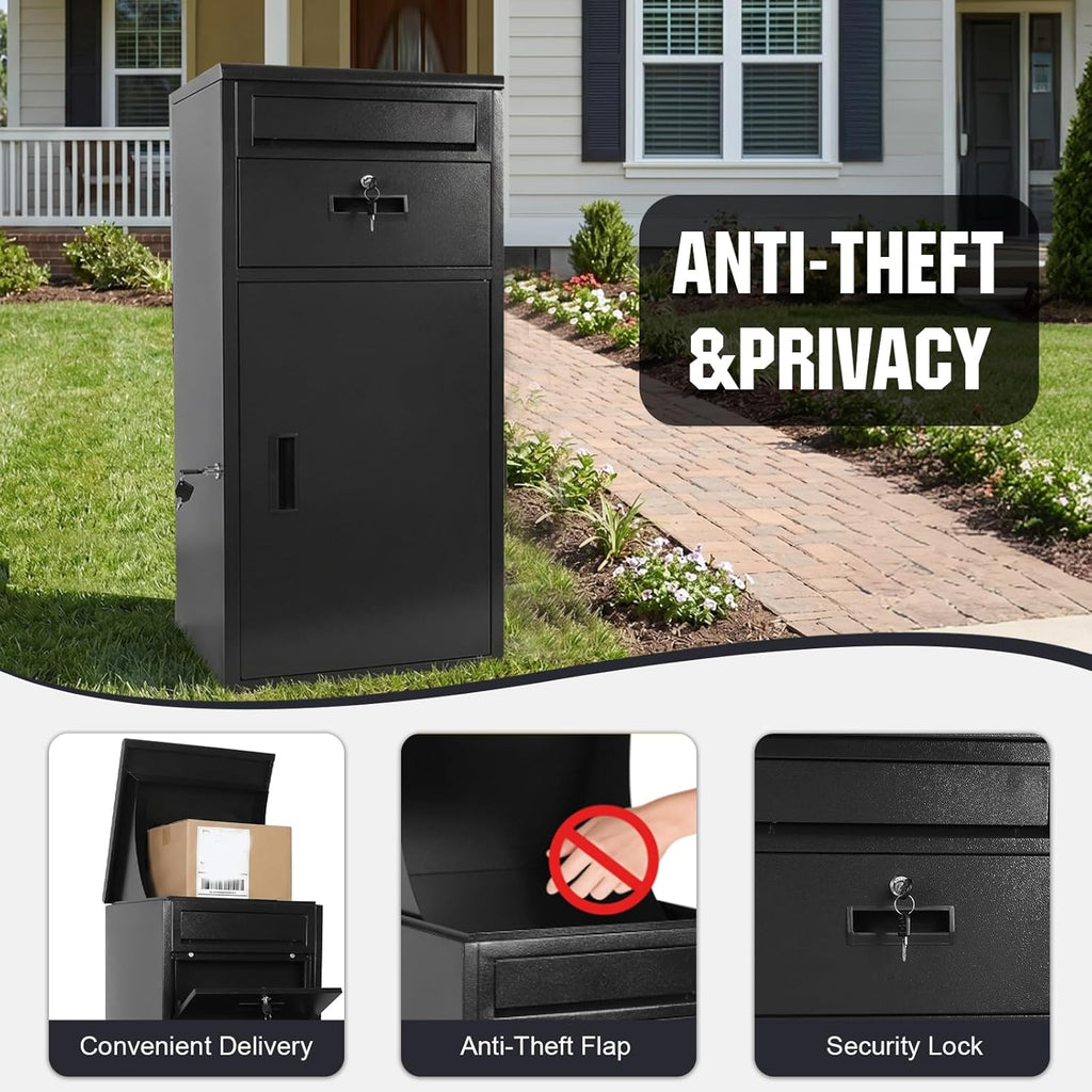 Extra Large Outdoor Package Delivery Box 40"x20"x20" Lockable Waterproof Anti-Theft Parcel Drop Box Secure Package