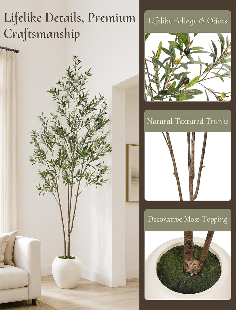 Olive Tree 7 ft with Large Pot: Tall Artificial Indoor Plants
