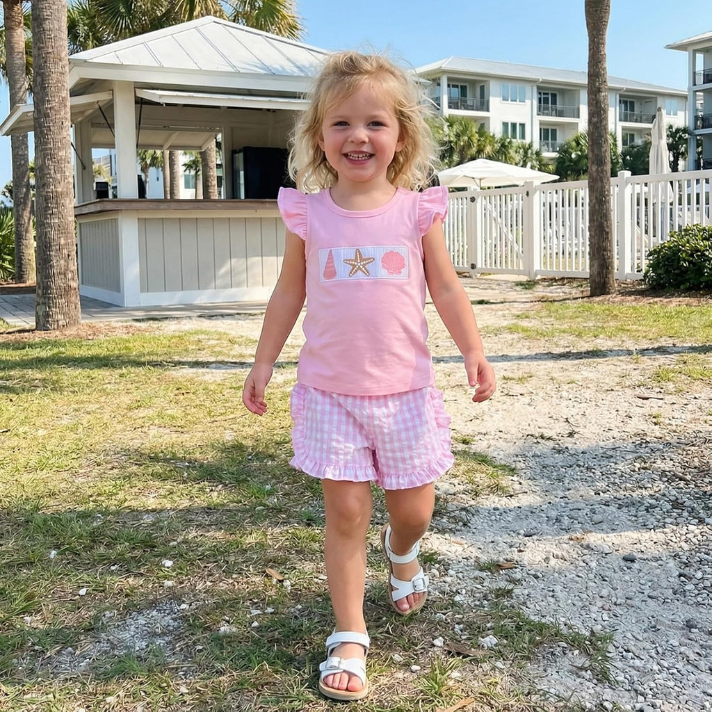 Toddler Baby Girls Summer Clothes Short Sleeve T-shirt Top Ruffle Elastic Shorts 2Pcs Cute Outfits