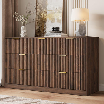 Walnut Dresser, 7 Drawer Dresser with Smooth-Gliding Drawers