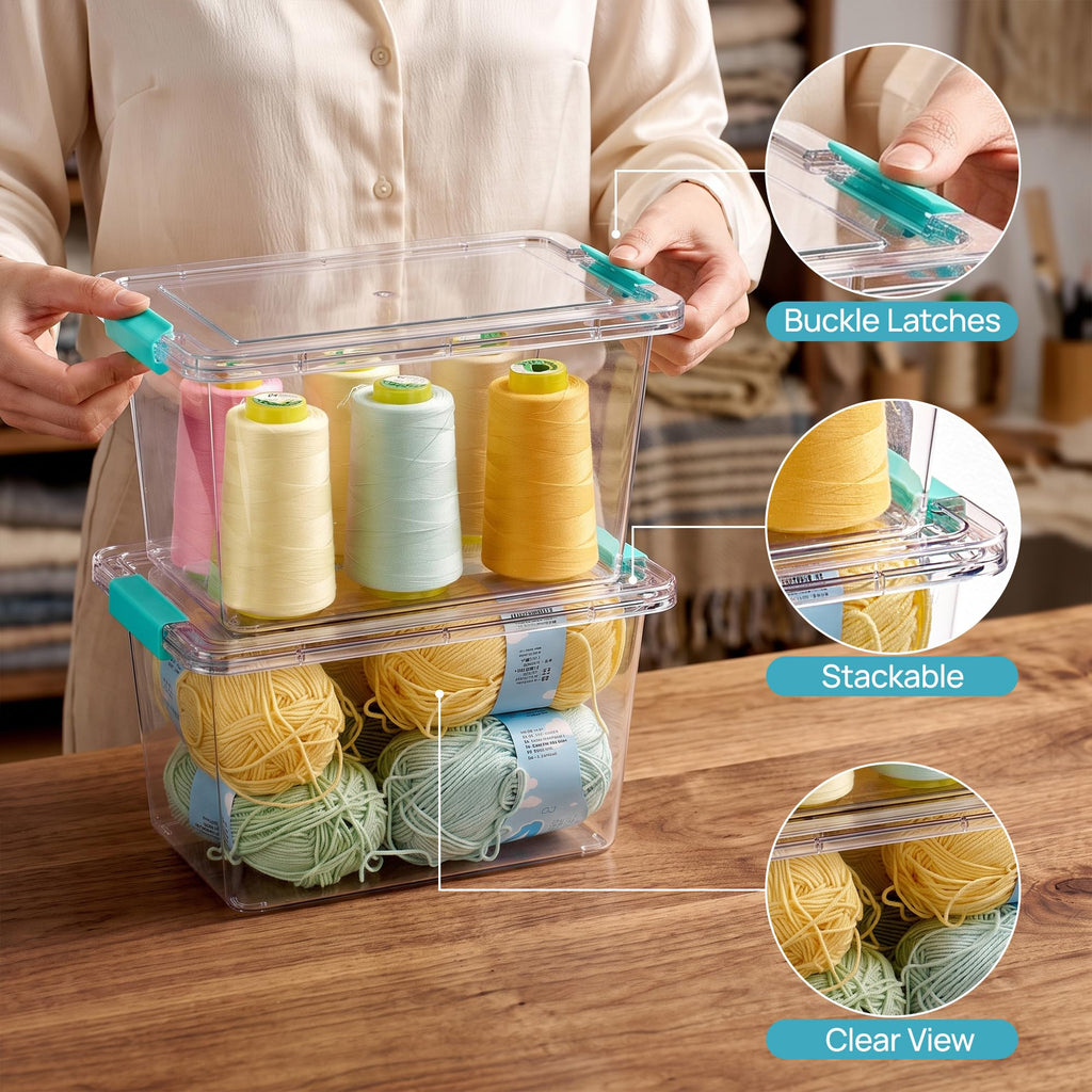 6 Pack 5 Qt Clear Storage Bins with Lids for Toy & Craft Storage