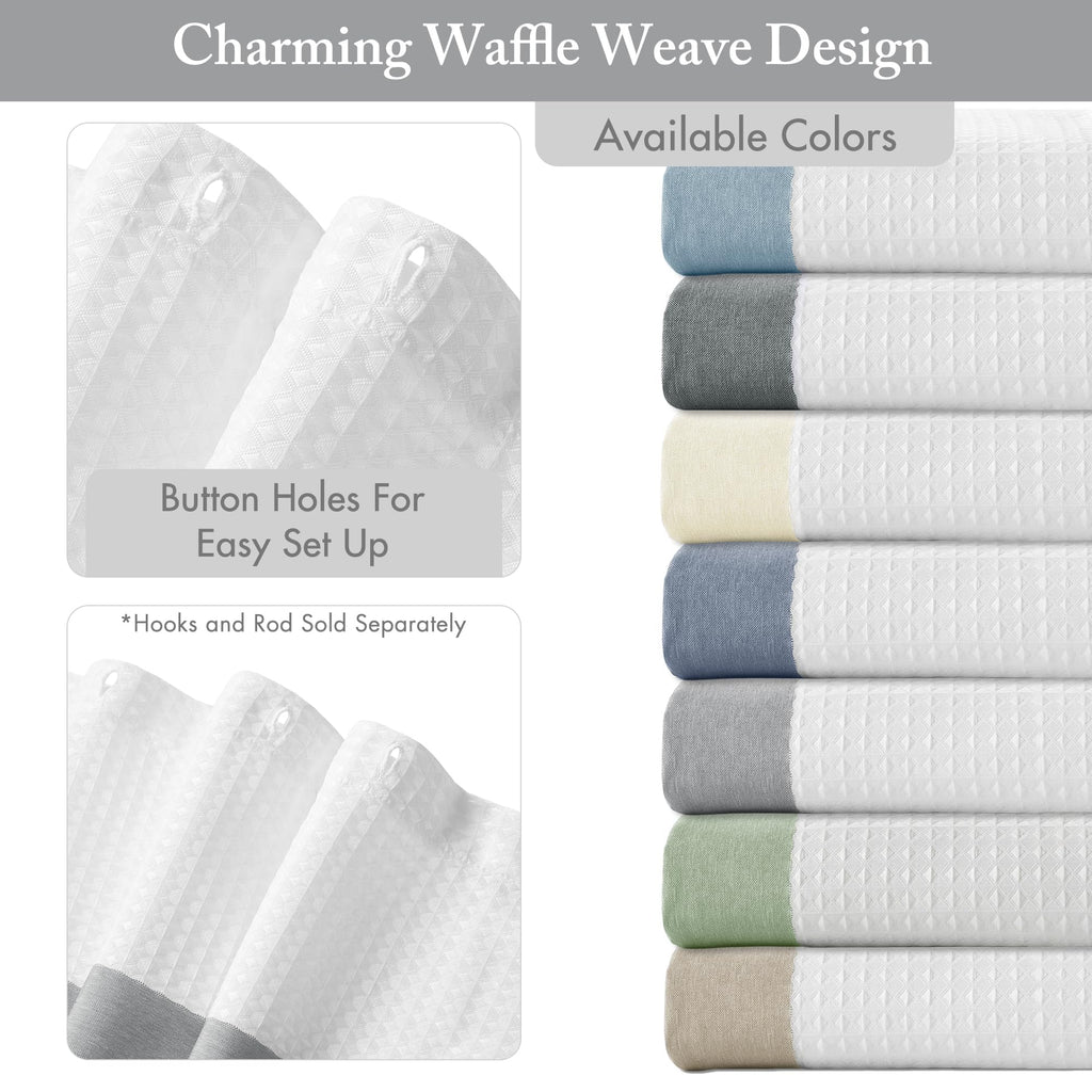 Spa Waffle Weave Stall Shower Curtain, 36 x 72", Grey