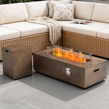 42" Outdoor Propane Fire Pit Table Rectangle Gas Firepit for Outside Patio | 50,000 BTU Fireplace Fire Table with
