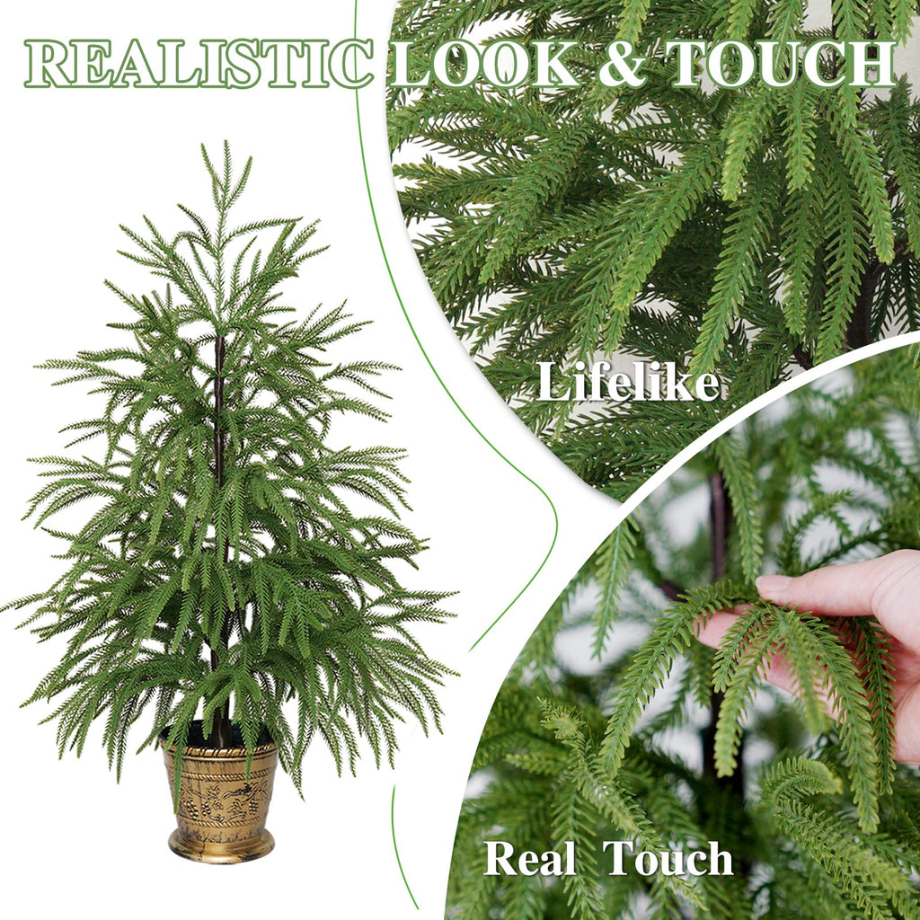 3ft Norfolk Pine Christmas Tree Artificial Small Potted, Set of 2