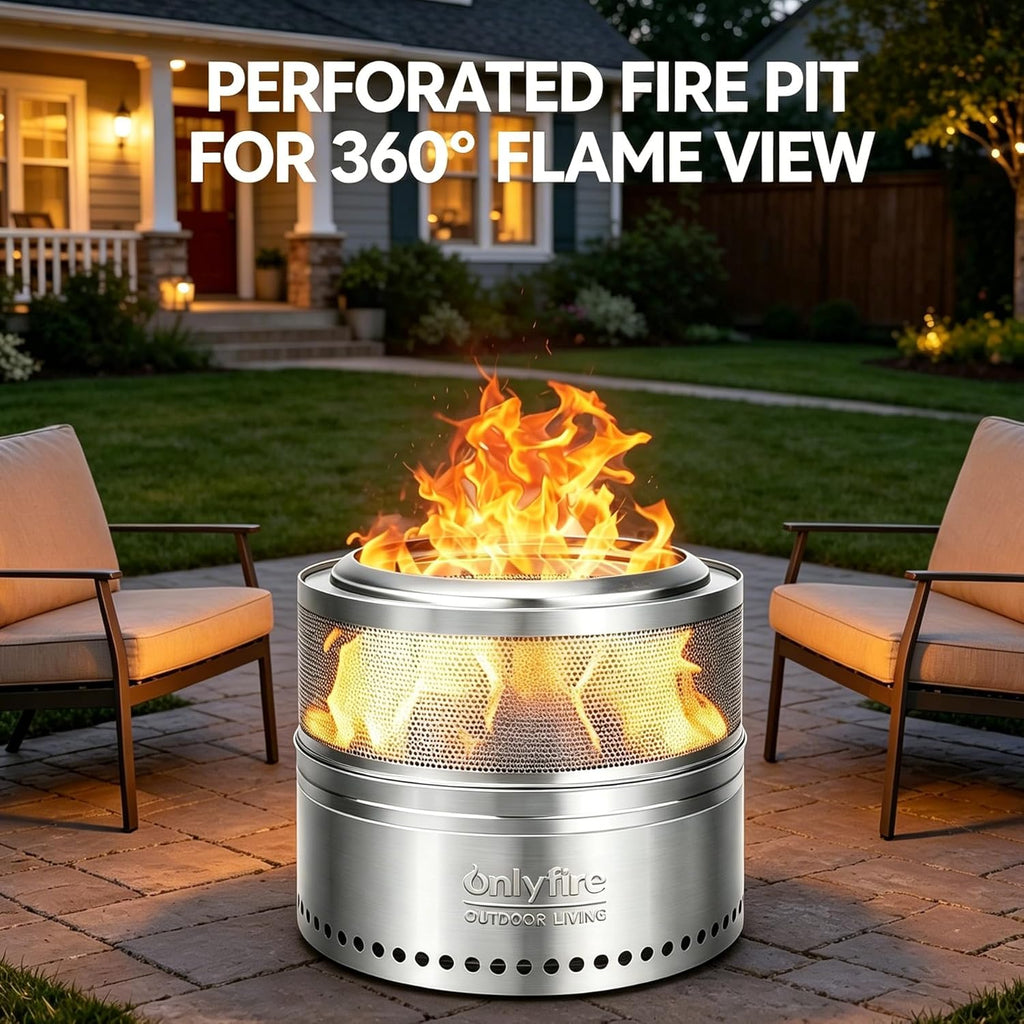Wood Burning Fire Pit with Carrying Bag, 19.5” Detachable Portable Firepit for Camping Tailgating Patio Backyard