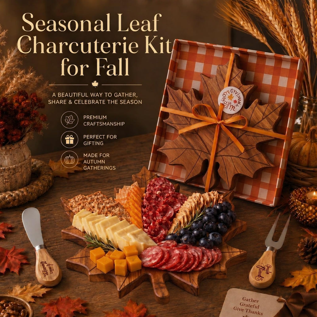 12 Sets Fall Maple Leaf Mini Charcuterie Board Gift, 8.3 x 7.5 in