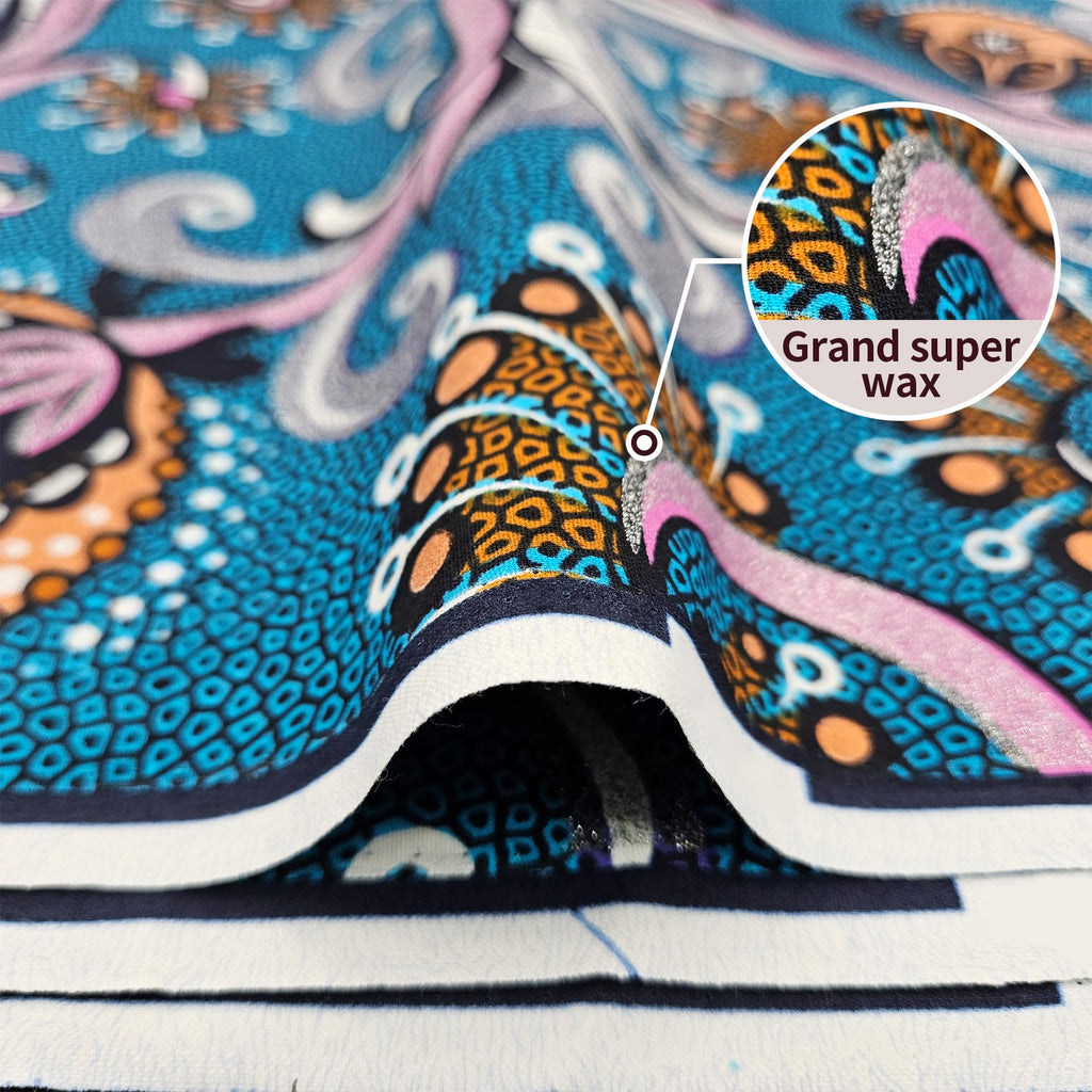 African Fabric with Gold Sand - 100% Cotton (6 Yards) Perfect for Traditional African Attire, Dresses, Skirts