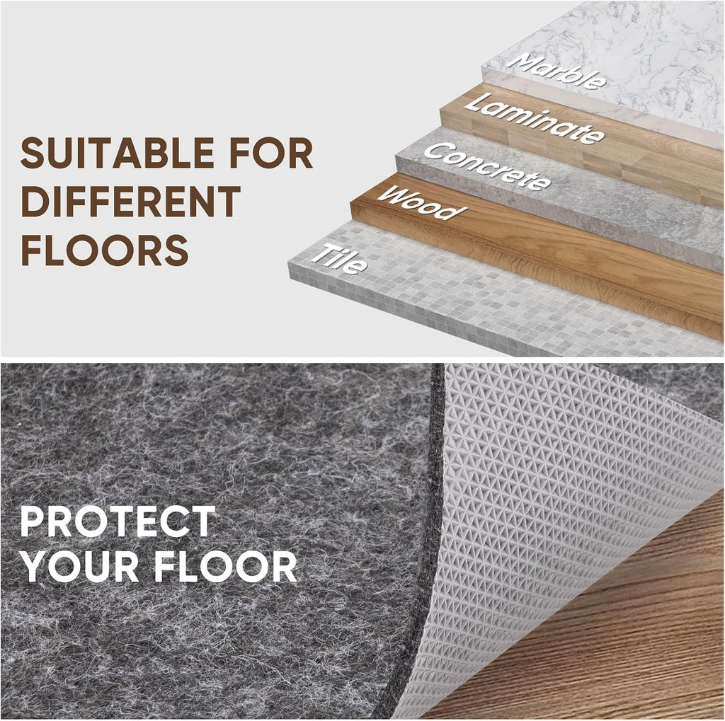 Felt Non Slip Rug Pads, Extra Large 1/4" Thick Felt and Rubber Backing, Shock Absorbing Carpet Pad for All Carpets