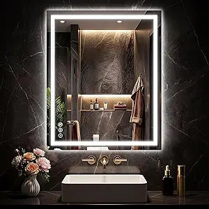 Led Bathroom Mirror, 24"X32" with Frontlit and Backlit Anti-Fog Mirror with Lights Led Vanity Mirror 3 Colors