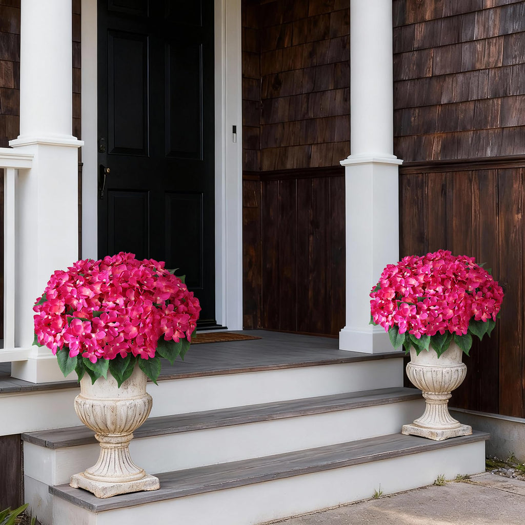 2 Sets Artificial Flower Topiary Ball Trees for Porch (Rose Red)