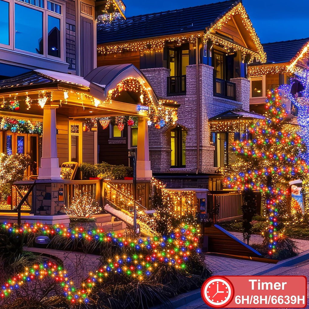 Dual Color 50Ft 1000 LED Cluster Christmas String Lights with Remote Timer