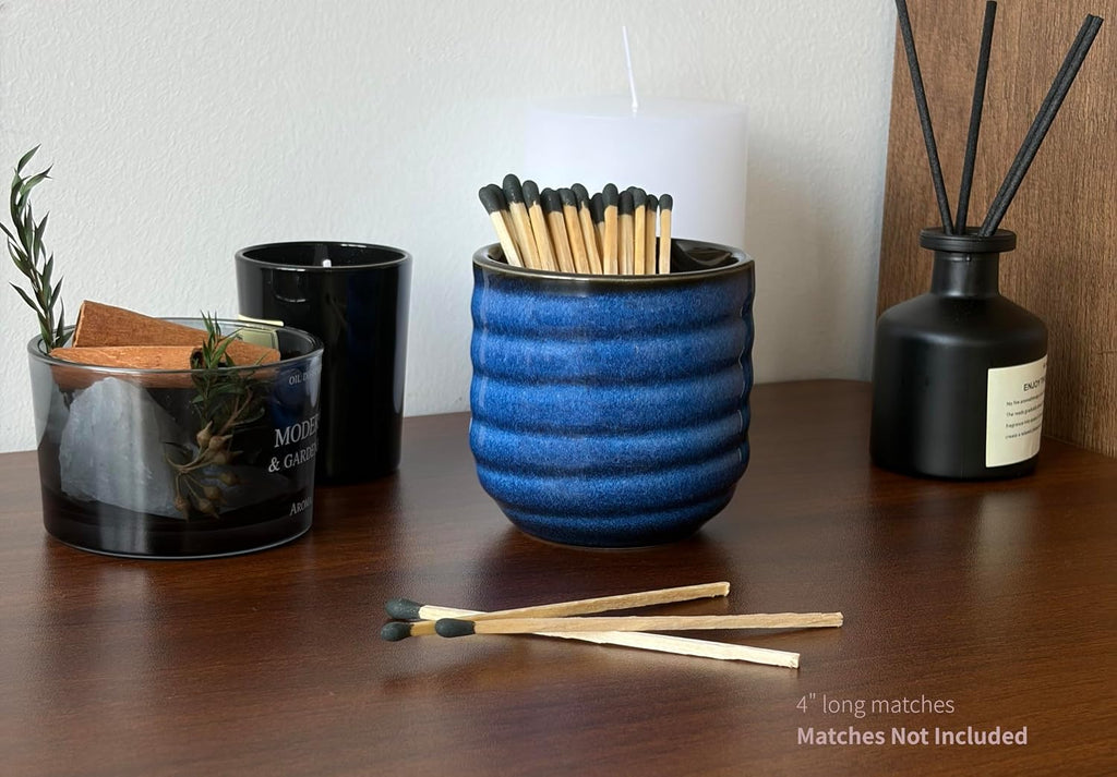 Long Match Holder with Striker for 3" 4" 5" Matches (1, Blue)