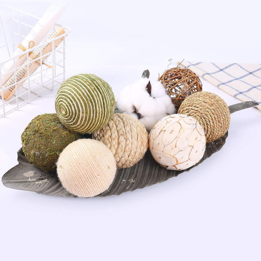 3.5Inch Fall Decorative Ball Orb Rattan Ball Rattan Woven Orbs Spherical Bowl and Vase Filler Party Wedding - Set of 9