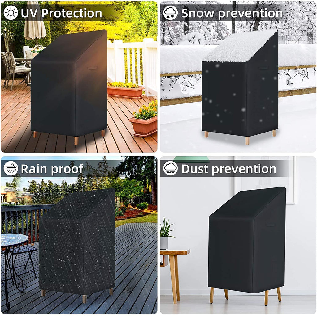 High Back Patio Chair Cover, Stackable Outdoor Chair Covers, Durable 600D Oxford Barstool Chair Covers, Heavy Duty