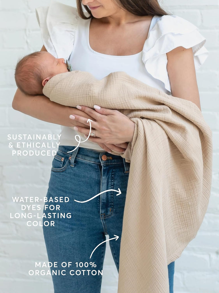 Organic Cotton Baby Swaddle Natural Muslin