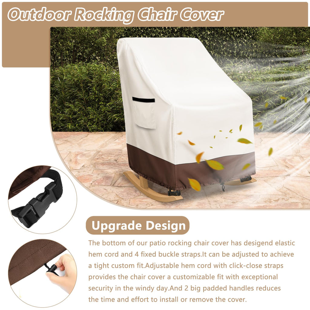 Rocking Chair Cover 2 Pack 600D Heavy Duty Waterproof - Patio Furniture Covers for Outdoor Rocking Chairs - All