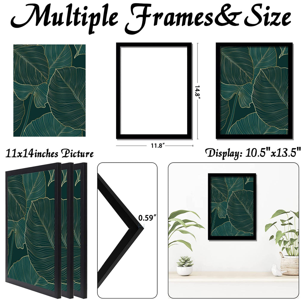Black 11x14 Picture Frame Set of 3, Lightweight Sturdy Gallery Wall Decor