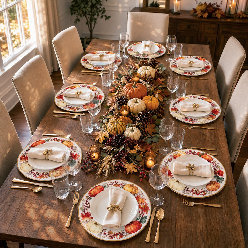12PCS Thanksgiving Charger Plates 12Inch Fall Plastic Plates for Dinner