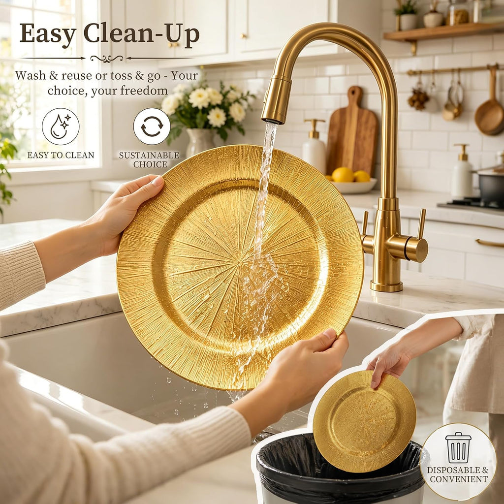 13'' Chargers for Dinner Plates, Gold Charger Plates Bulk - Set of 15