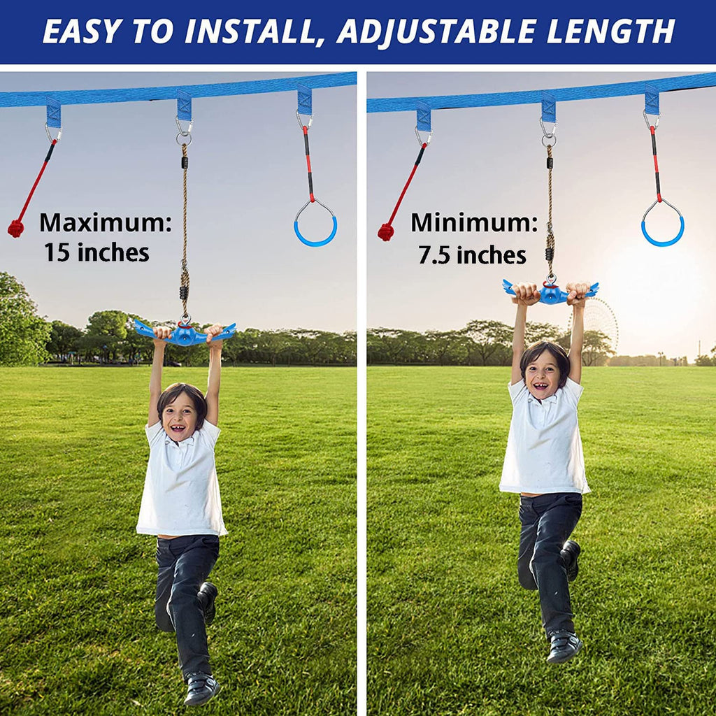 Ninja-Twister Swing Spins Set: Slackline Attachments - 360° Handle Twist-Spin Flips Toy Activate Ninja Powers Warrior