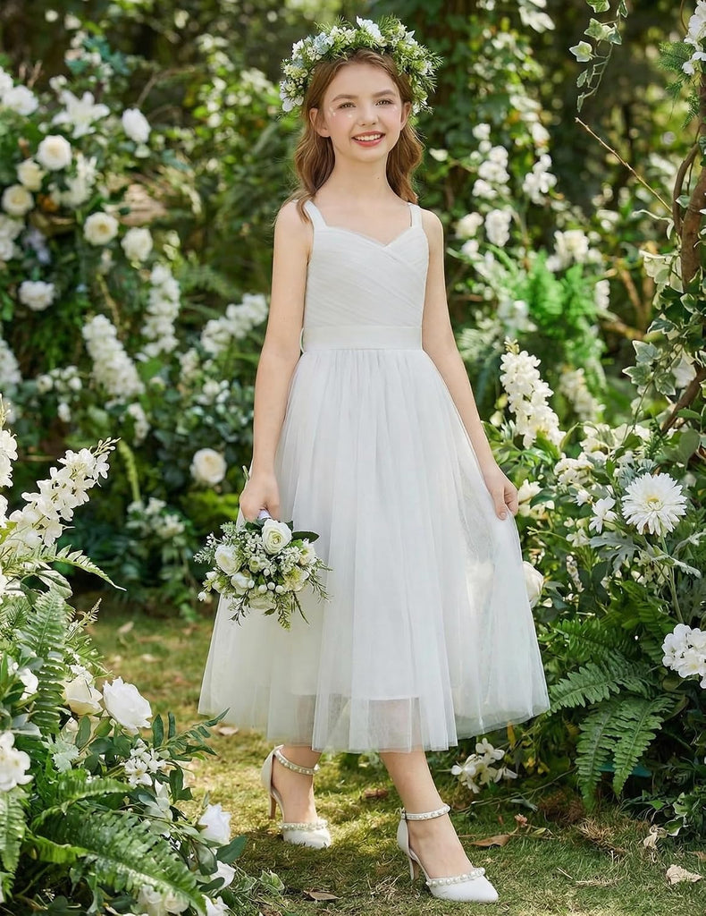 Flower Girl Dress Spaghetti Strap Tulle Long Formal Party Dresses