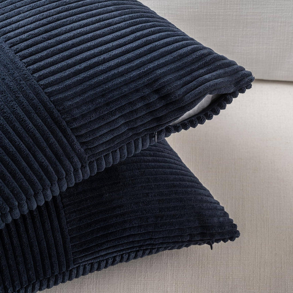 2 Packs Navy Blue Decorative Throw Pillow Covers 20x20 Inch Couch Bed Sofa, Rustic Farmhouse Boho Home Decor, Soft