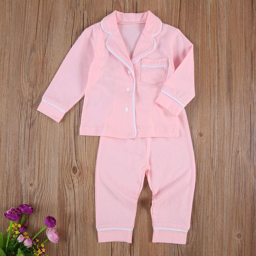 Toddler Baby Button-Down Pajamas Set for Boys Girls Pjs Outfits