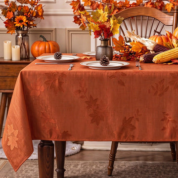 Fall Jacquard Rectangle Tablecloth 60 x 104 Inch Thanksgiving Decor
