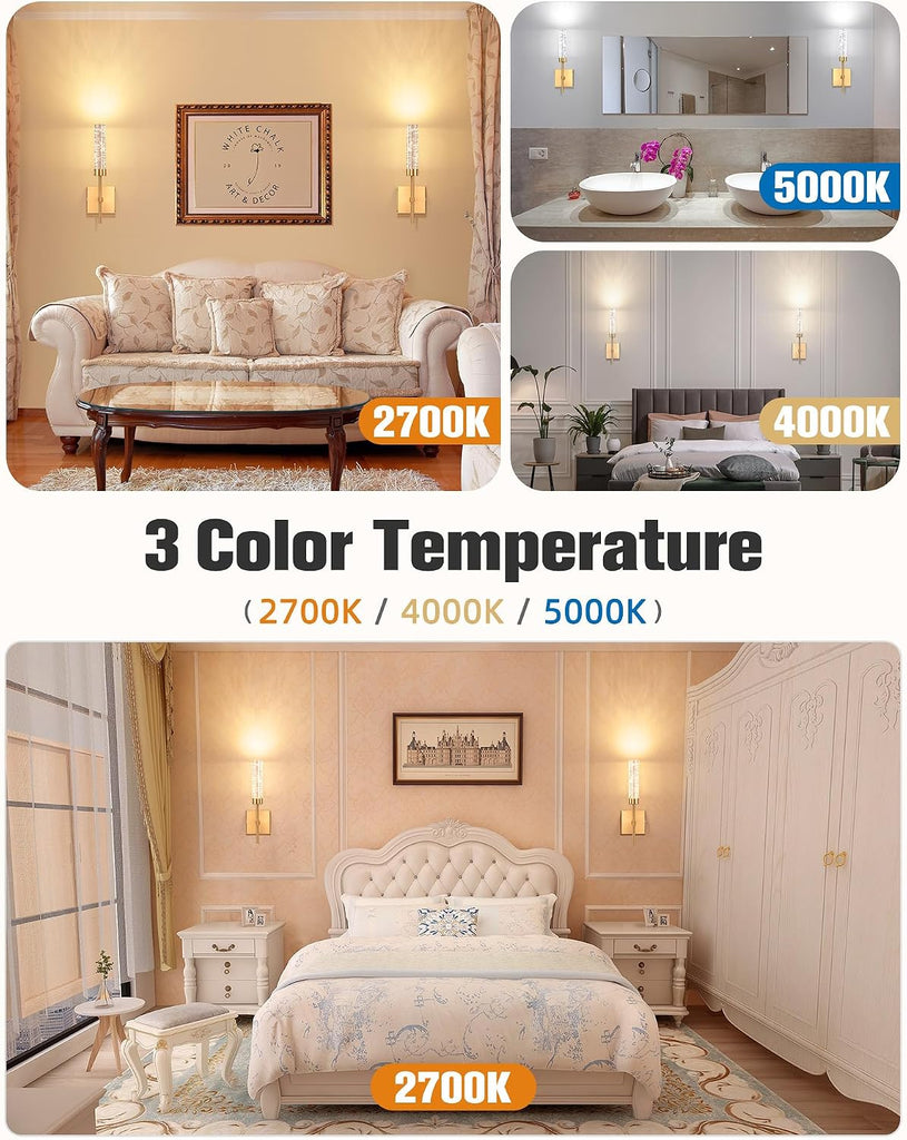 Crystal-Inspired Bubble Wireless Wall Sconces, 10000mAh Battery Operated Wall Sconces Set of 2, 3 Color Temps