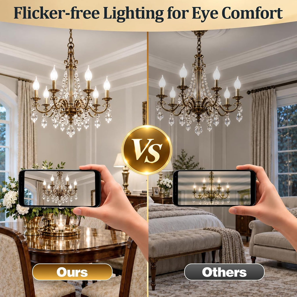 C11 Frosted Chandelier Light Bulbs, 60W 4000K Dimmable, 6 Pack