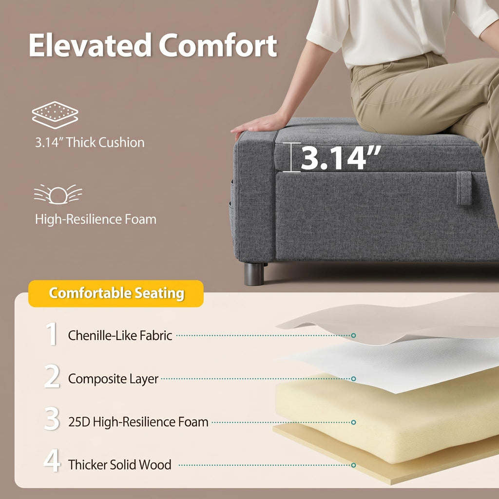 Rectangle Ottoman with Storage Bench End of Bed, Grey