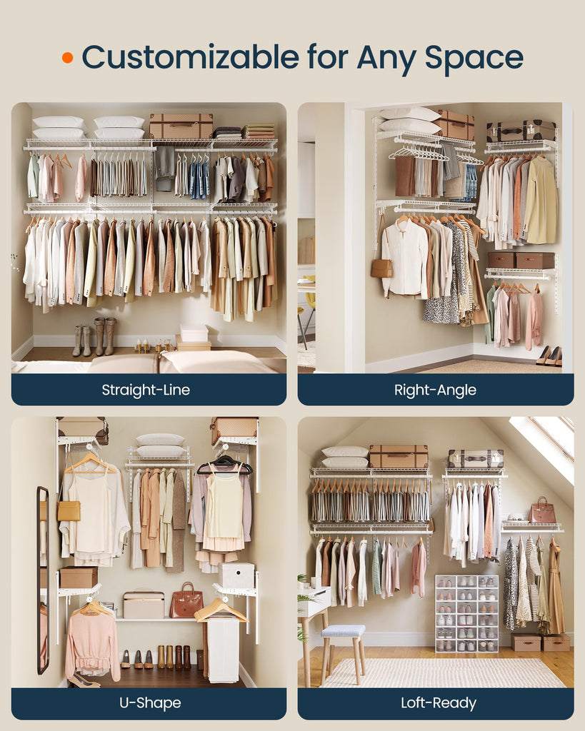 Closet System, Closet Insert Organizer, 6-8 ft Closet Shelves