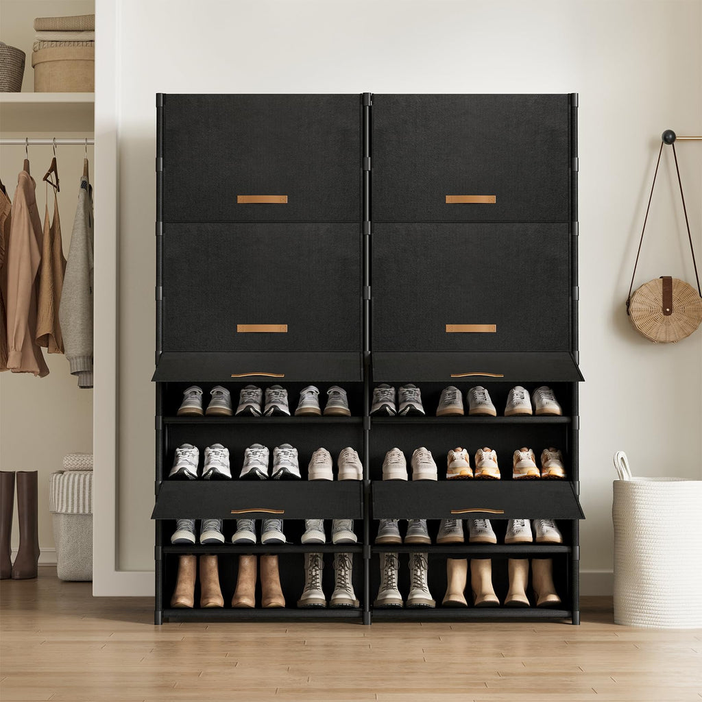 2 by 9 Tier Shoe Cabinet, 54-Pair Storage for Closet, Black