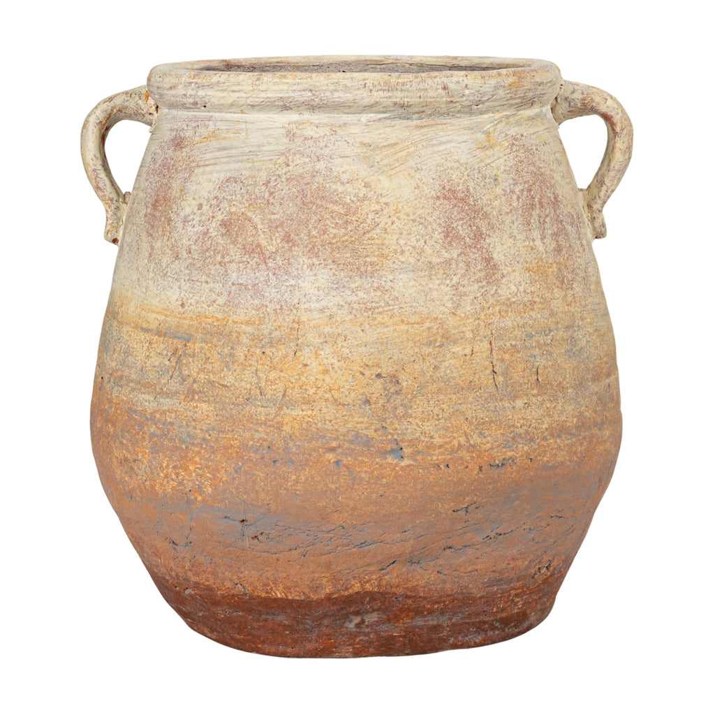 Whitewashed Terra-Cotta Urn, Beige
