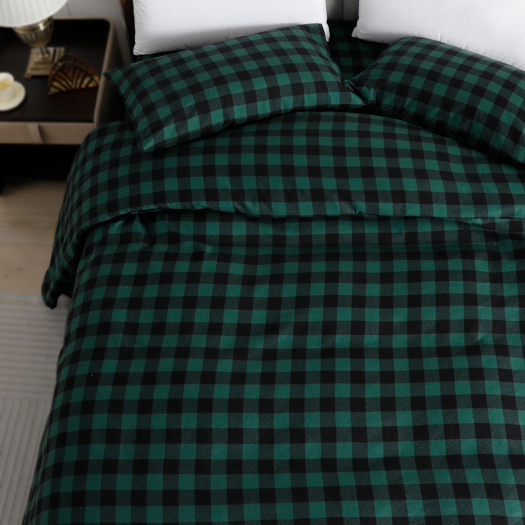 Buffalo Check Plaid Flannel Sheet Set, King, Green