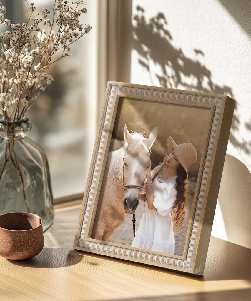 Farmhouse 5x7 Picture Frame Boho White Wood Photo Frame